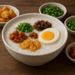 擺滿配料的廣東粥