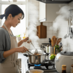 忙碌媽媽在煮湯