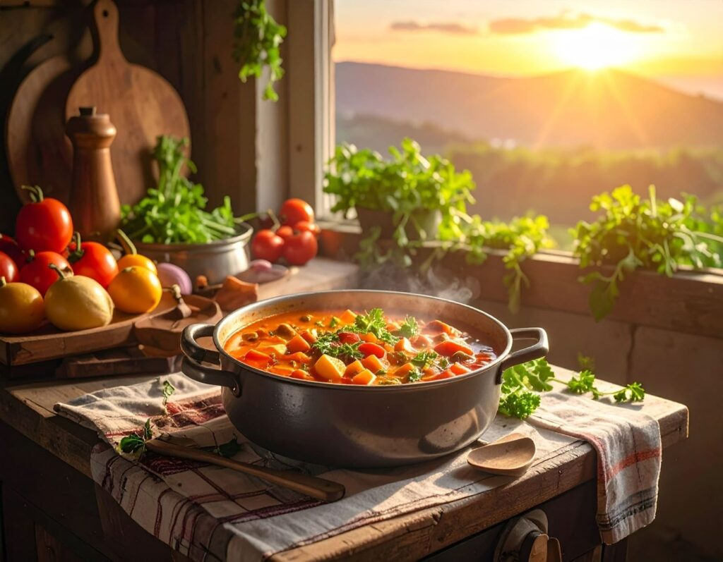 一鍋燉菜放在爐上